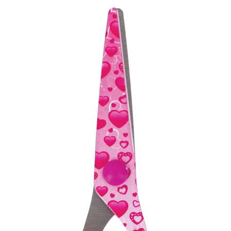 Ножницы Brauberg Kid Series 130мм с цветной печатью Сердечки малиновые