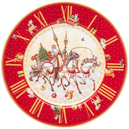Тарелка Lefard обеденная часы 26см красная 85-1711