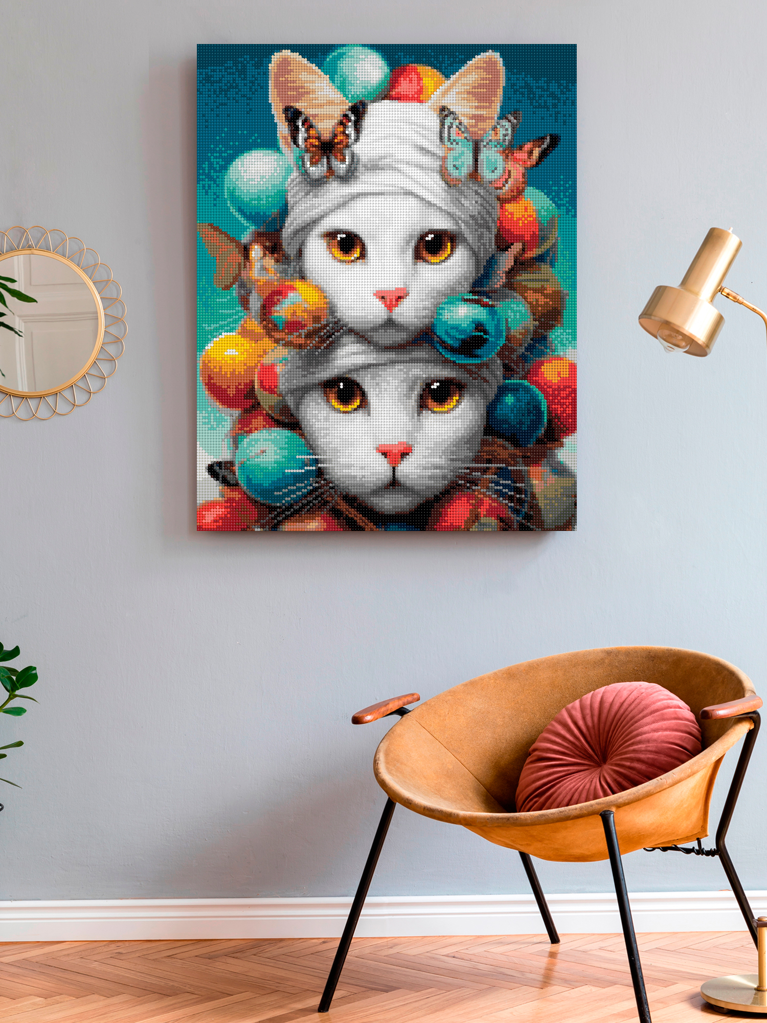 Алмазная мозаика Art on Canvas холст на подрамнике 40х50 см Белые кошечки - фото 3