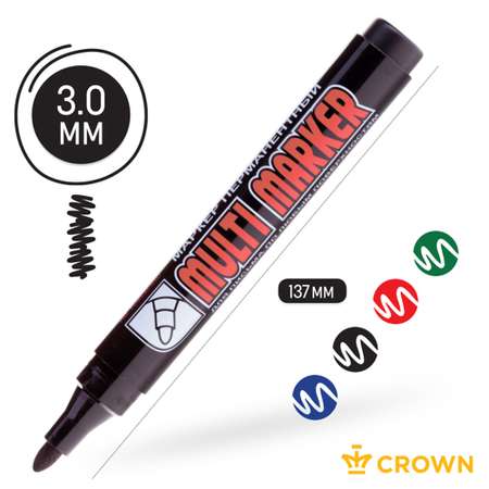Набор перманентных маркеров CROWN Multi Marker 4 цветов пулевидный 3 мм