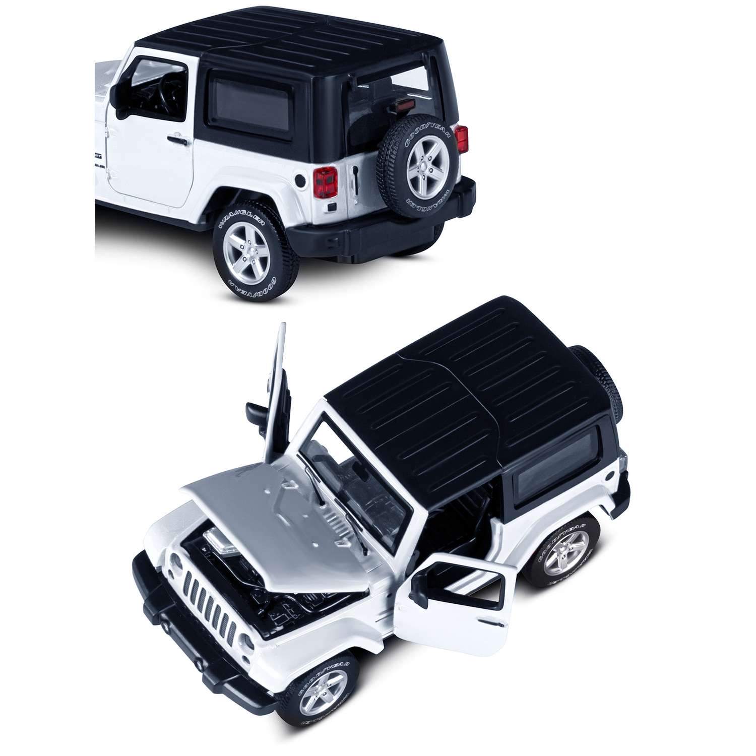Машинка металлическая АВТОпанорама 1:32 Jeep Wrangler белый инерционная JB1251520 - фото 8