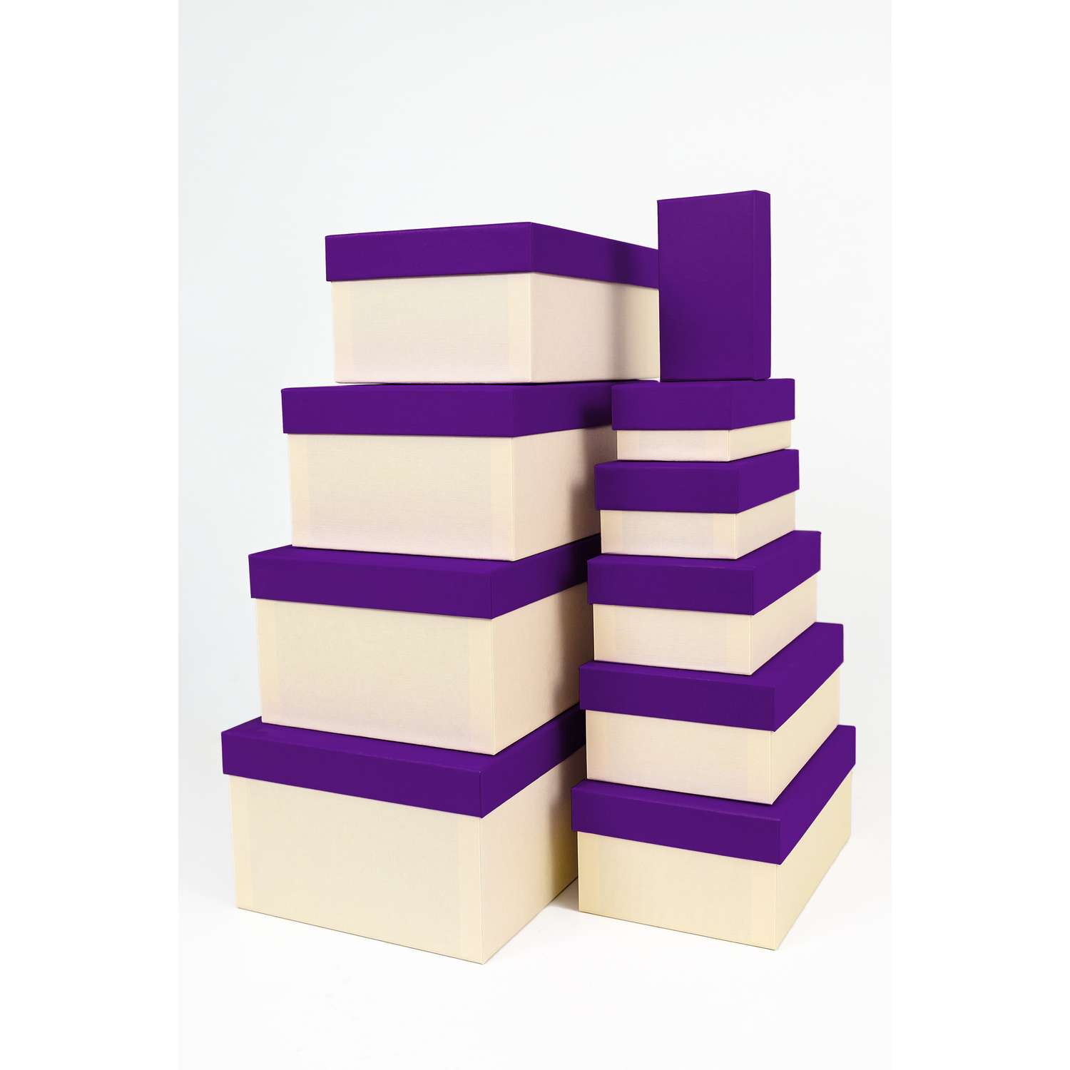 Набор подарочных коробок Cartonnage 10 в 1 Радуга фиолетовый бежевый - фото 1