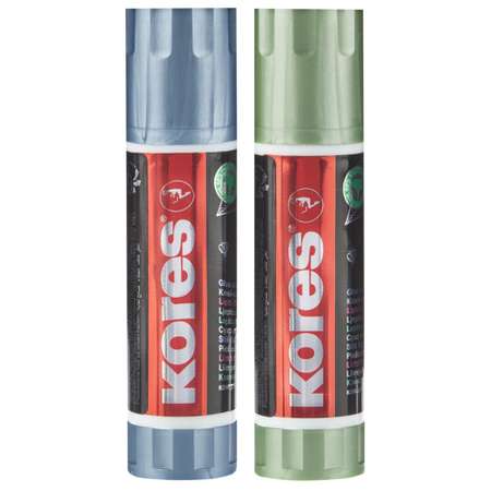 Клей-карандаш Kores 20г Metallic Style 20г 2 штуки упаковка синий зеленый блистер 2 уп