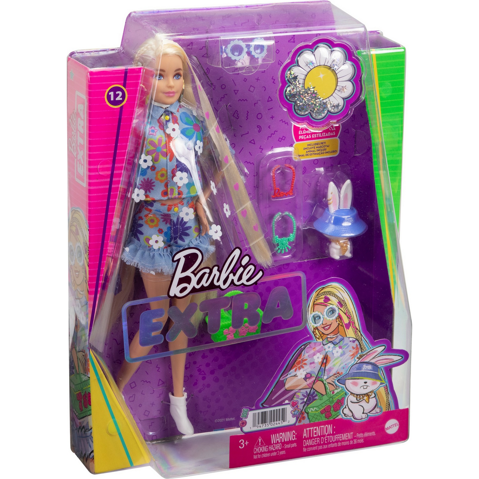 Barbie Кукла Экстра в одежде с цветочным принтом