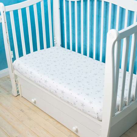Простыня натяжная Adam Stork на резинке фланелевая для детской кроватки 65х125 Stars
