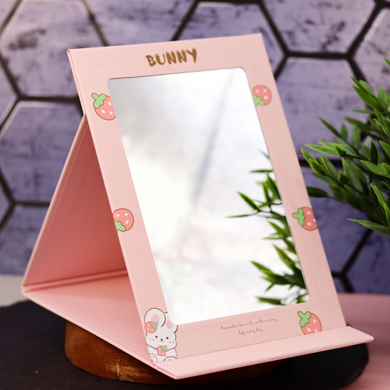 Зеркало настольное для макияжа iLikeGift Happy bunny pink - фото 3