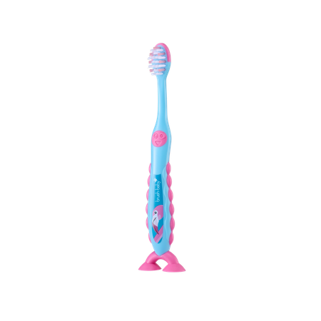 Зубная щетка Brush-Baby FlossBrush 3-6 лет Фламинго