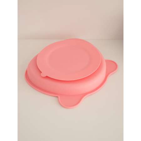 Набор посуды Baby Nice для детей с нагрудником силикон розовый