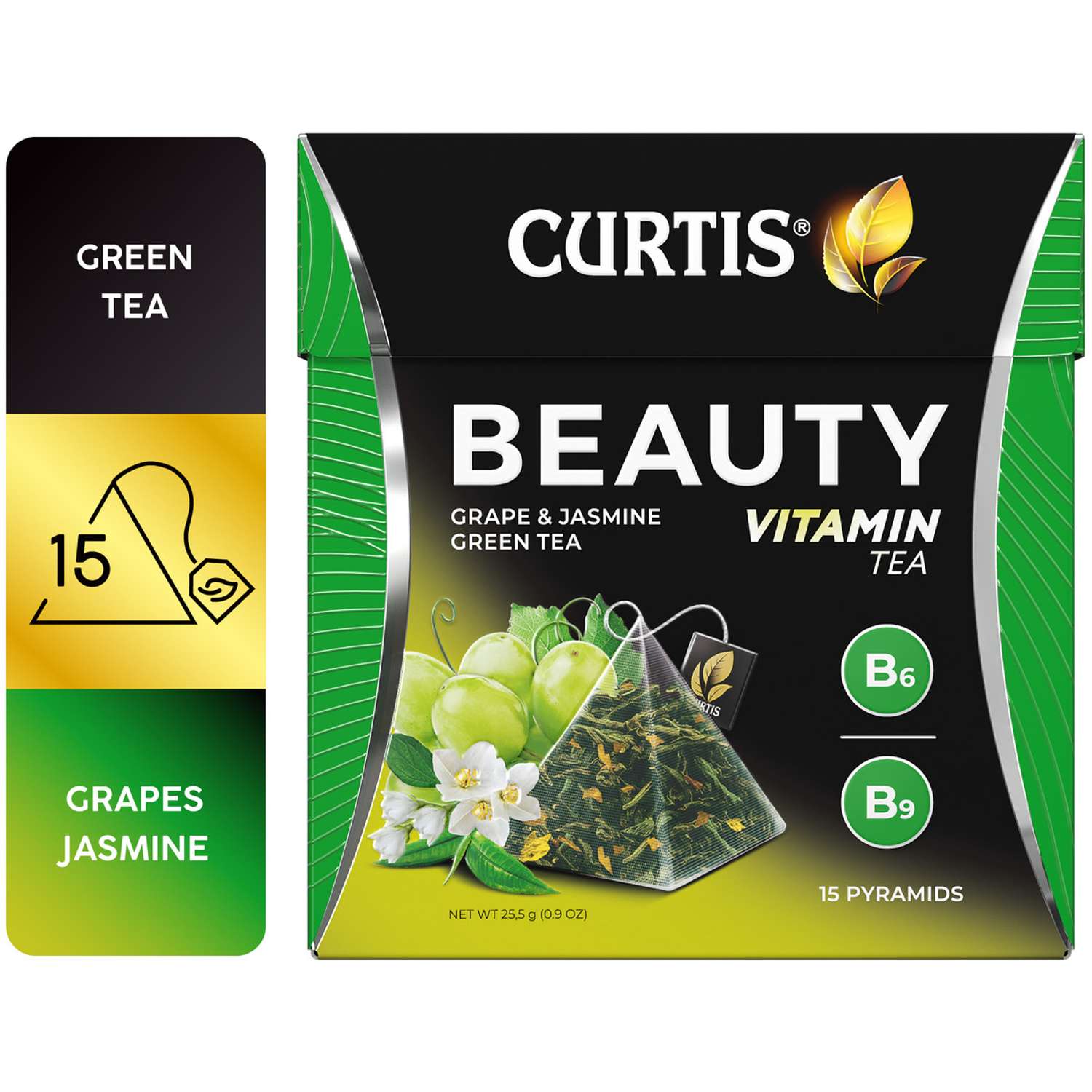 Чай зеленый Curtis Beauty 15 пирамидок с кусочками винограда и витаминами В6 В9 - фото 2