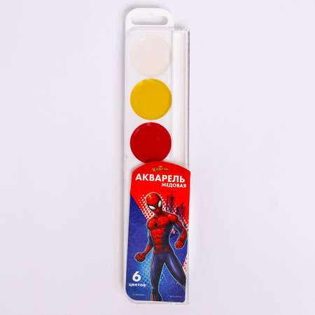 Акварель MARVEL медовая «Человек-паук» 6 цветов без кисти