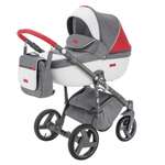 Коляска 3в1 BeBe-mobile Ravenna Sport V101 Темно-серый+Белая кожа+Красная кожаная отделка