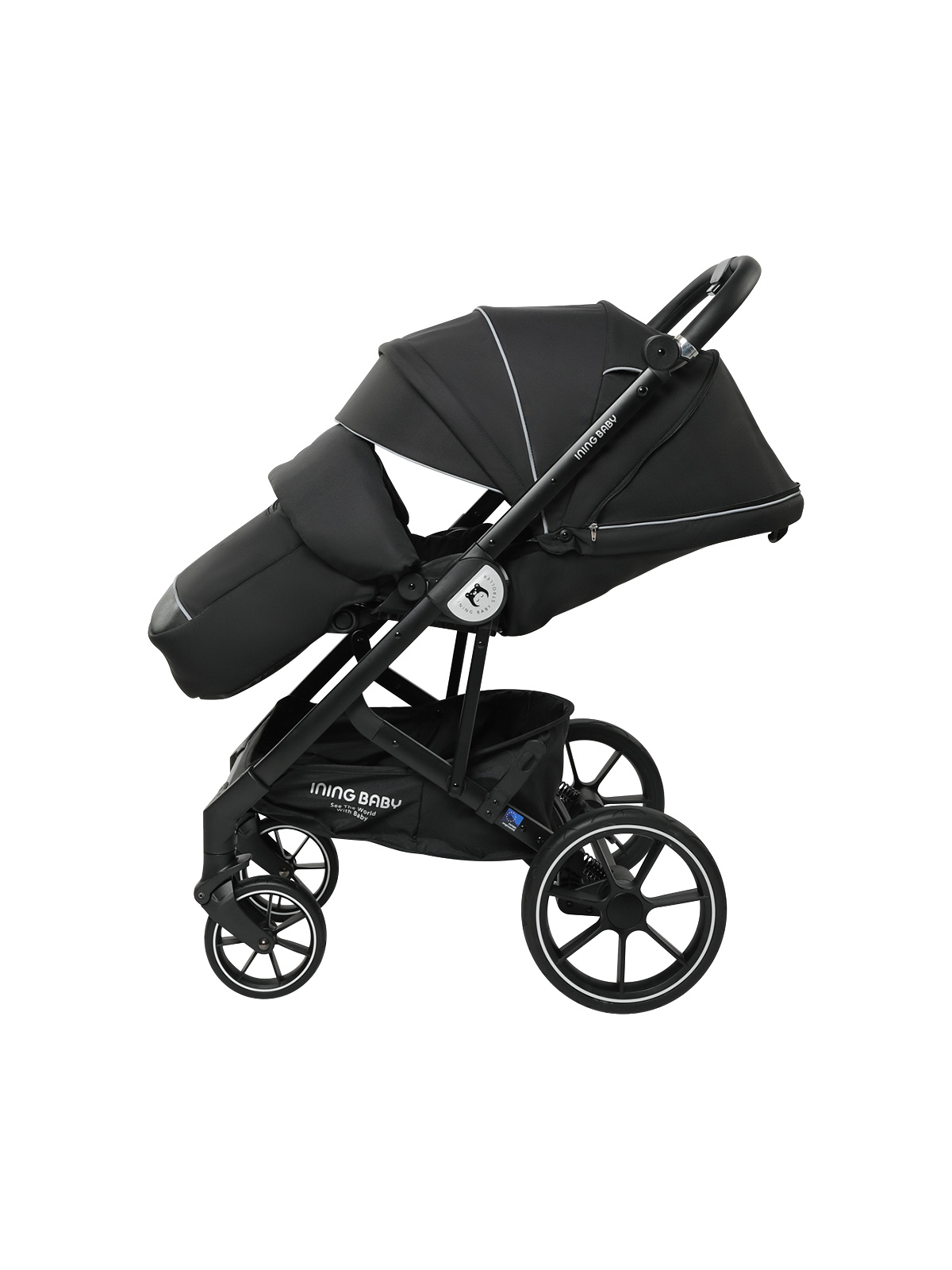 Коляска Ining baby 2 В 1 iningbaby Sevila KR338 black - фото 9