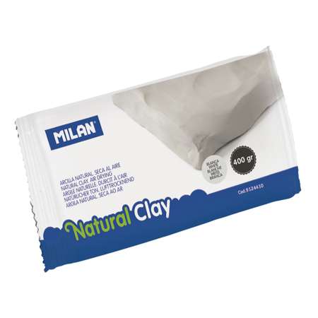 Натуральная глина MILAN для лепки и моделирования белого цвета самозатвердевающая 400 г в пластиковой упаковке