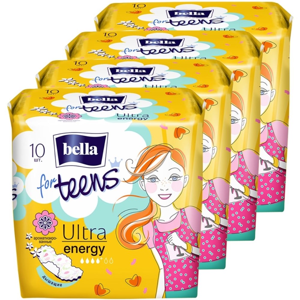 Прокладки супертонкие BELLA for teens Ultra energy 10 шт х 4 упаковки - фото 1