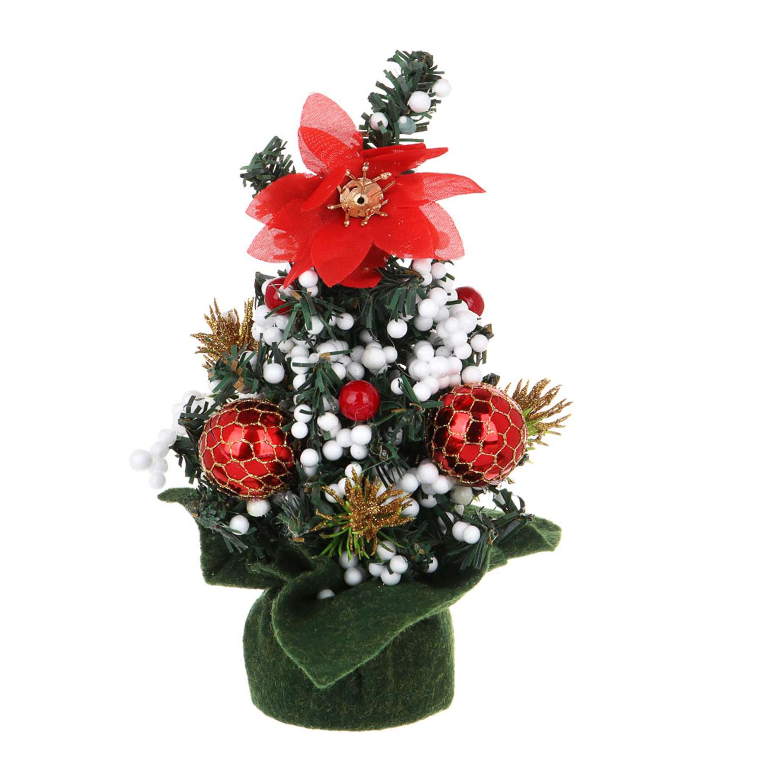 Елка декоративная Сноубум с цветком 20 см - фото 1