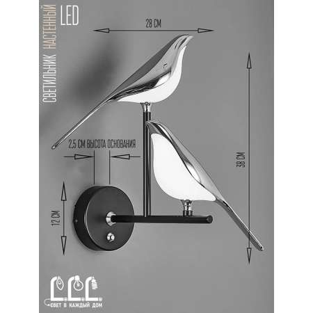 Настенный светильник LLL KW8038 Птицы с вращением на 360 градусов