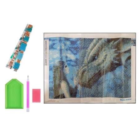 Алмазная мозаика Seichi Девушка с драконом 30х40 см