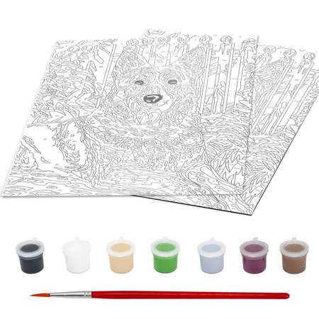 Картина по номерам Юнландия раскраска А4 с акриловыми красками Верный друг на картоне с кистью