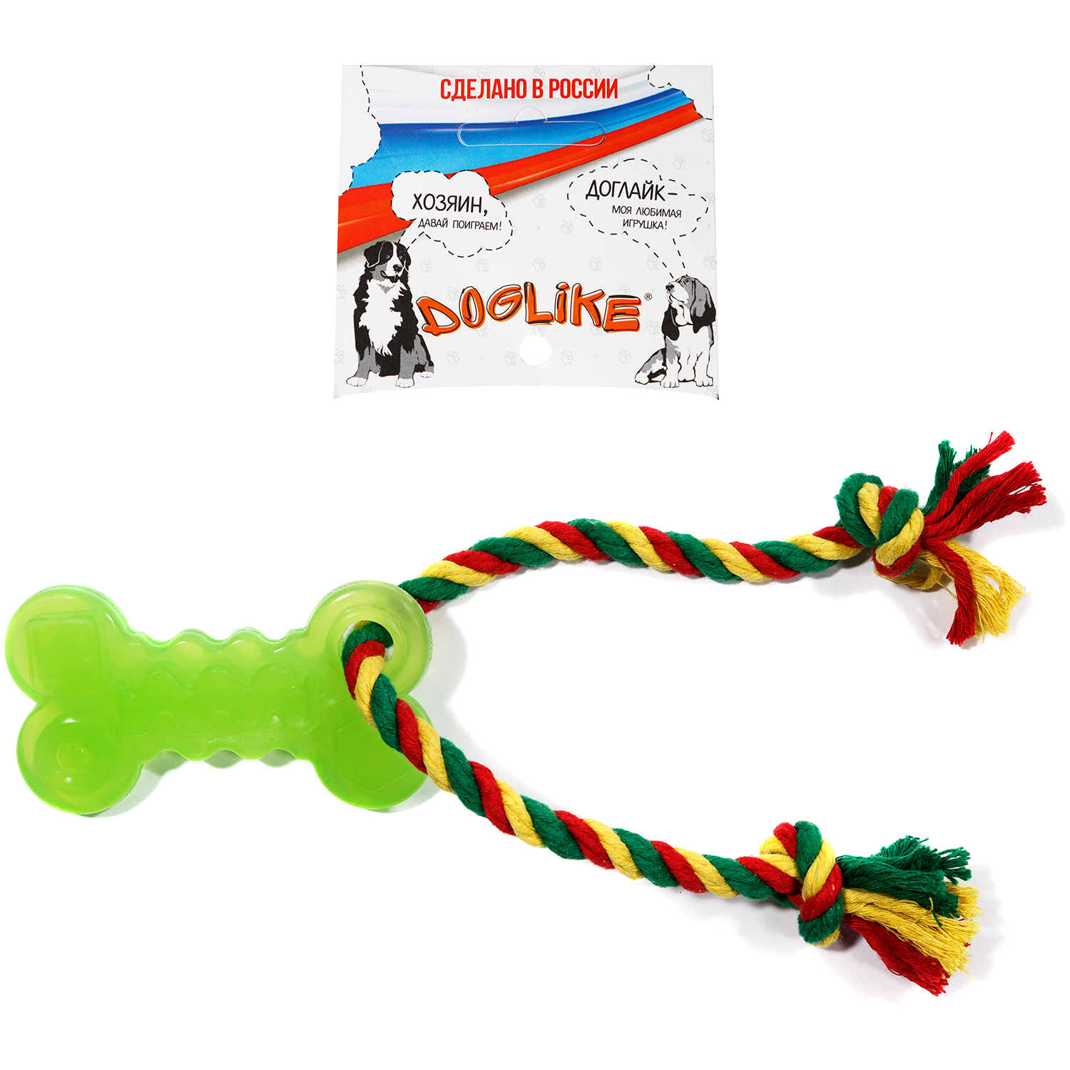 Игрушка для собак Doglike Кость с канатом малая Зеленый - фото 4