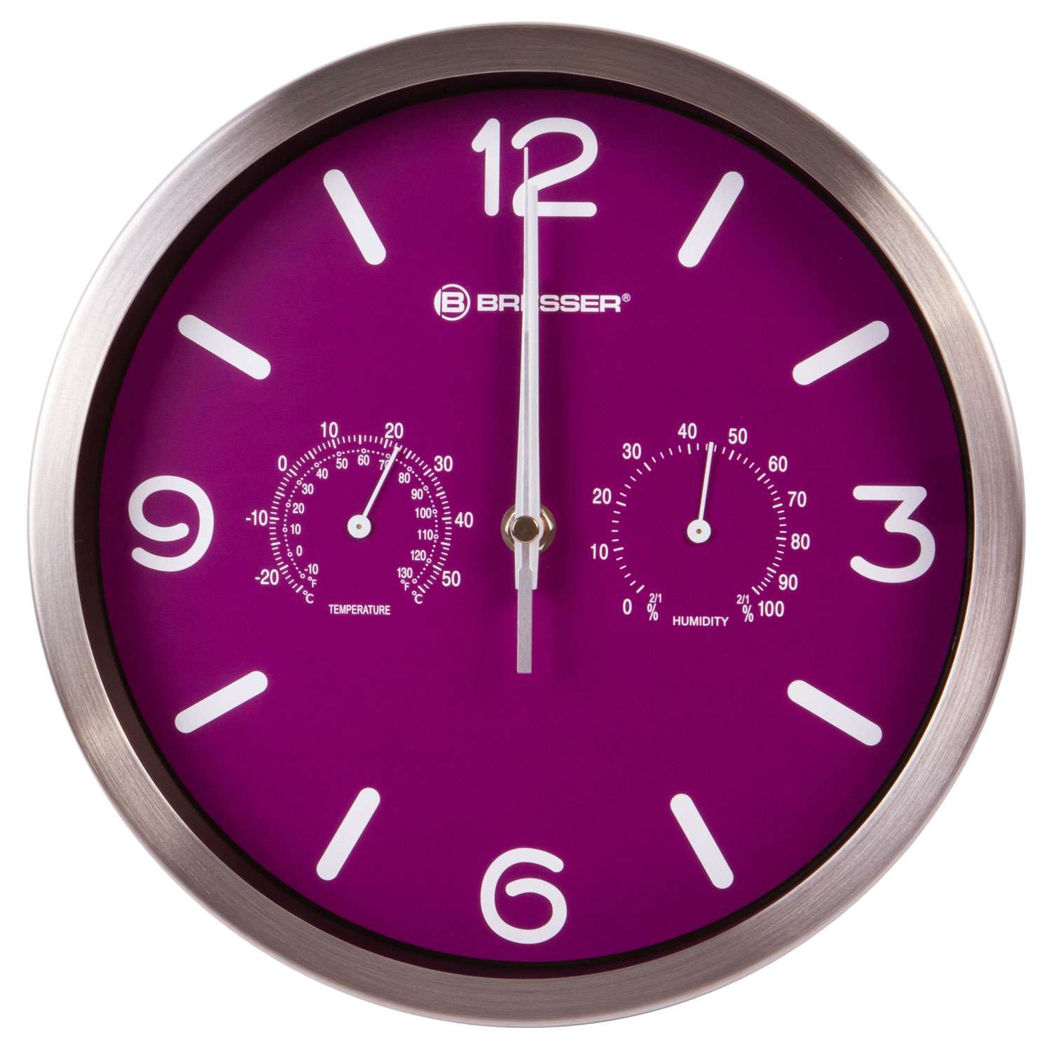 Часы настенные Bresser MyTime ND DCF Thermo/Hygro 25 см фиолетовые - фото 1