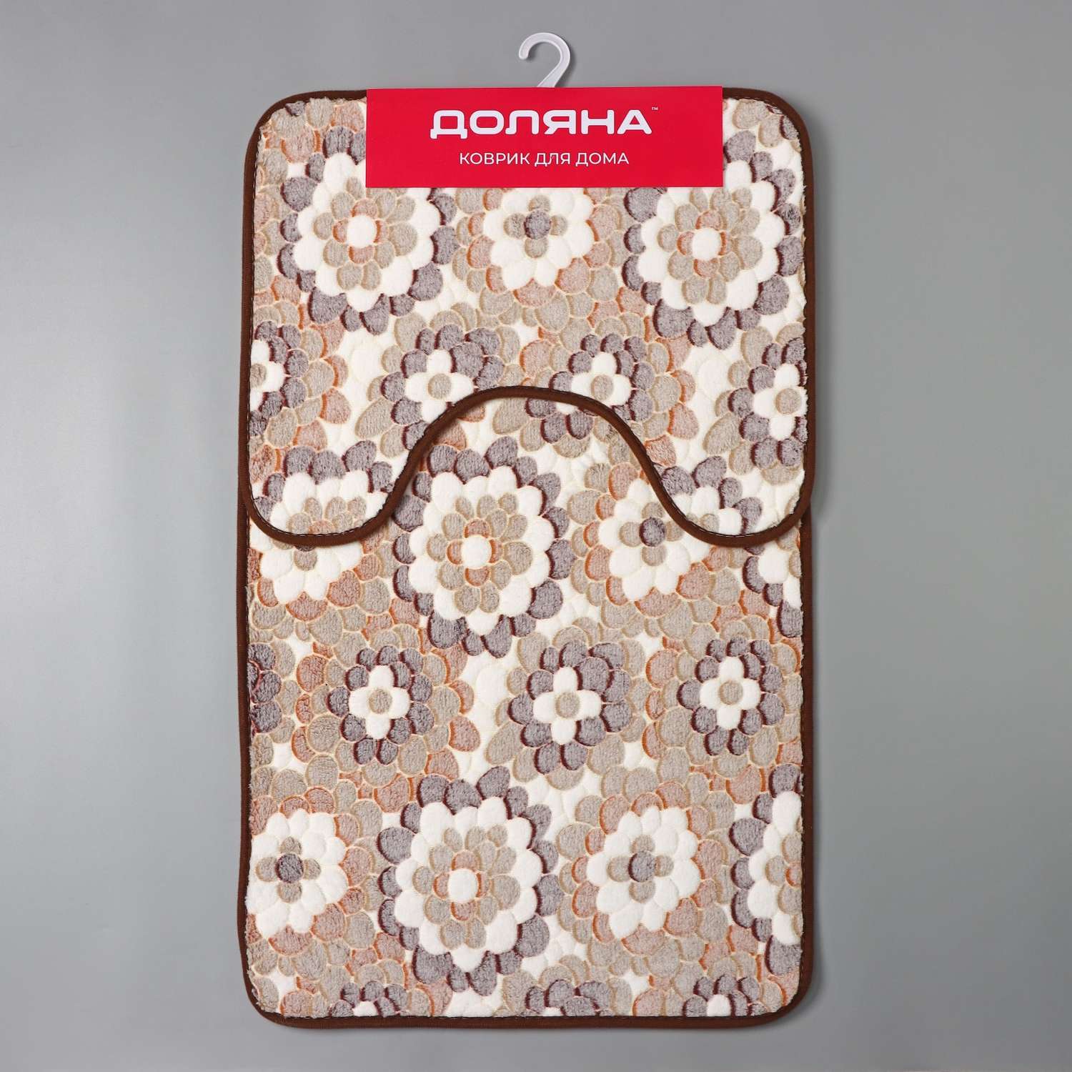 Набор ковриков Доляна для ванной и туалета «Бежевая фантазия» 2 шт: 40×50 50×80 см - фото 6