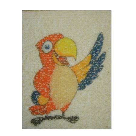 Мочалка детская Мойдодыр рукавица с рисунком попугая хлопковая
