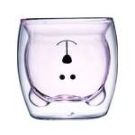 Стеклянный стакан KIMBERLY с двойными стенками розовый мишка 250 мл