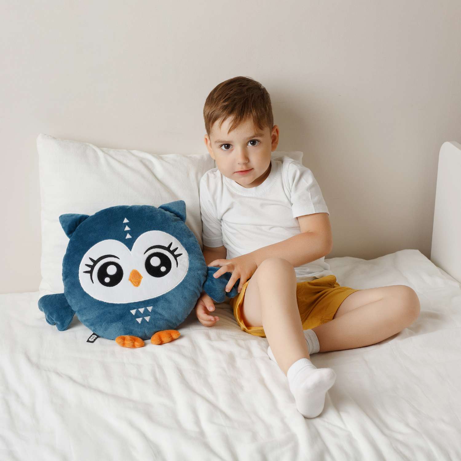 Игрушка-подушка мягкая Мякиши большая Сова Акула подарок детям для сна - фото 7