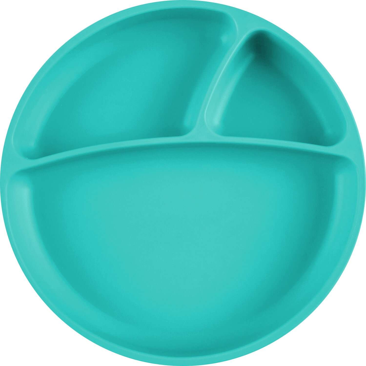 Тарелка детская MinikOiOi силиконовая с тремя секциями и присоской зеленая - фото 2