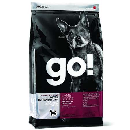 Корм для собак GO 2,72кг для чувствительного пищеварения беззерновой с ягненком сухой