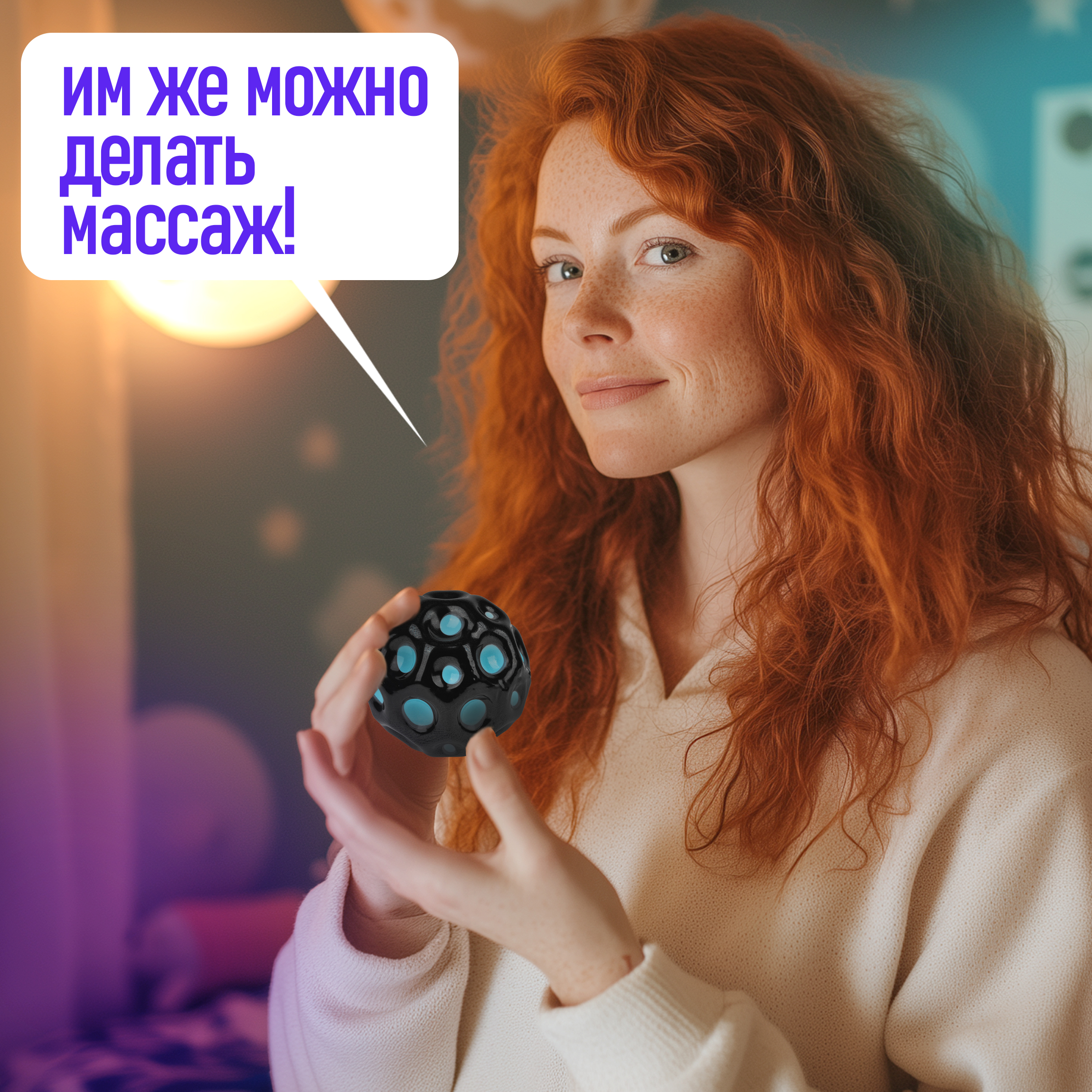 Мяч детский moon ball Крутой Замес 1TOY попрыгунчик лунный галактический мон бол голубо-черный - фото 7