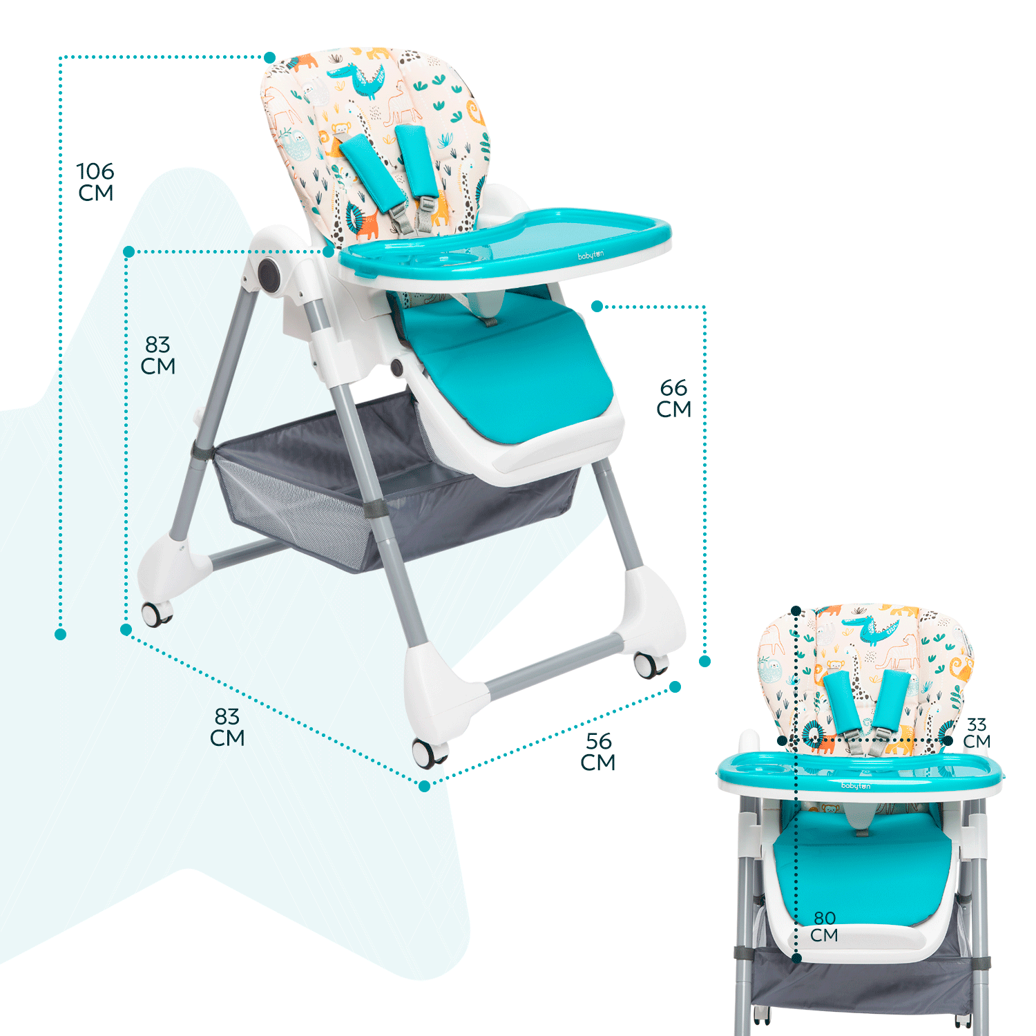 Стул для кормления Babyton Pretty Friends Turquoise B-002 - фото 5