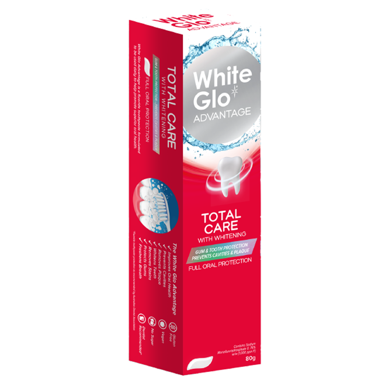 Зубная паста WHITE GLO отбеливающая Тотальная защита 80г. - фото 1