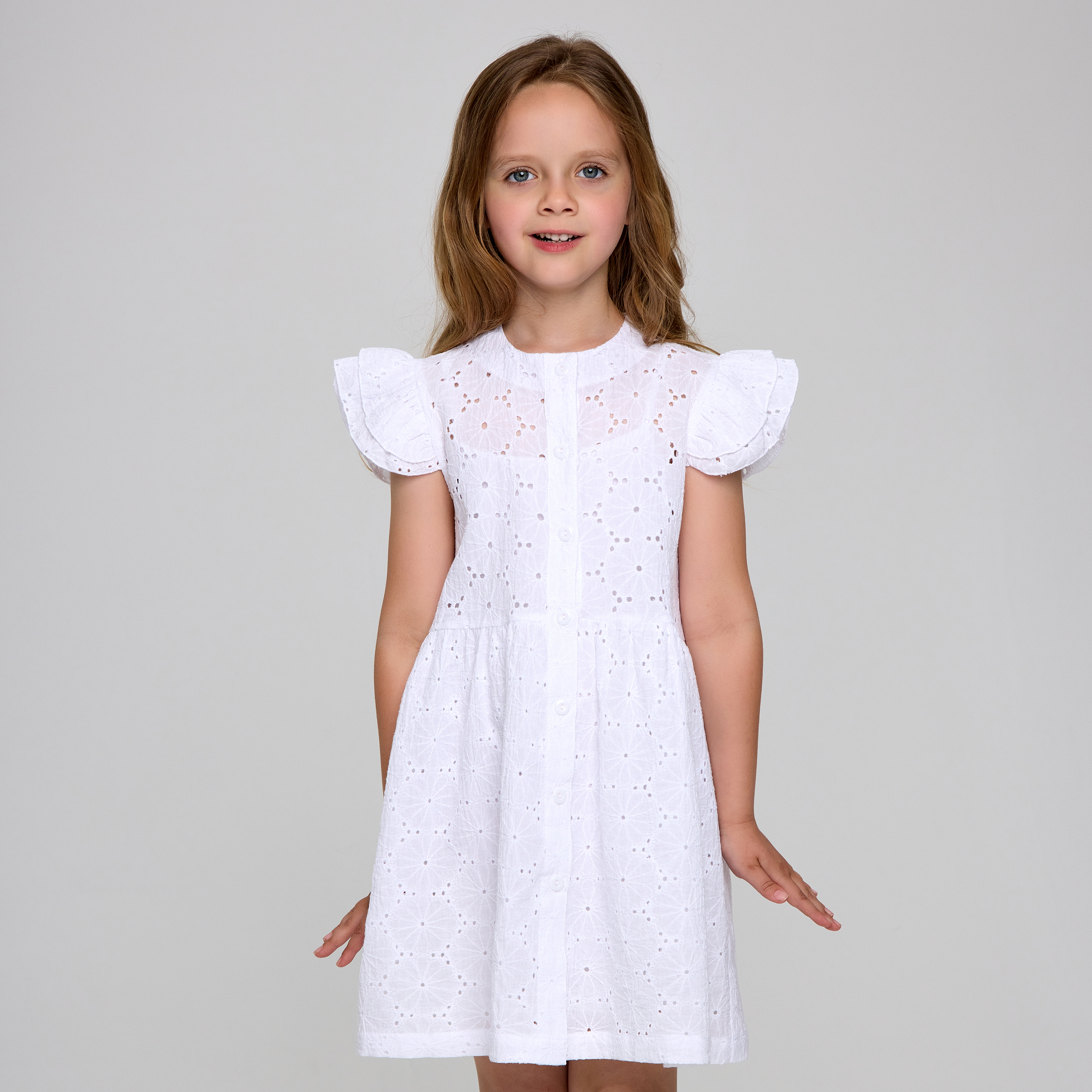 Платье CHILDREAM выбитый хлопок шитье белый - фото 2