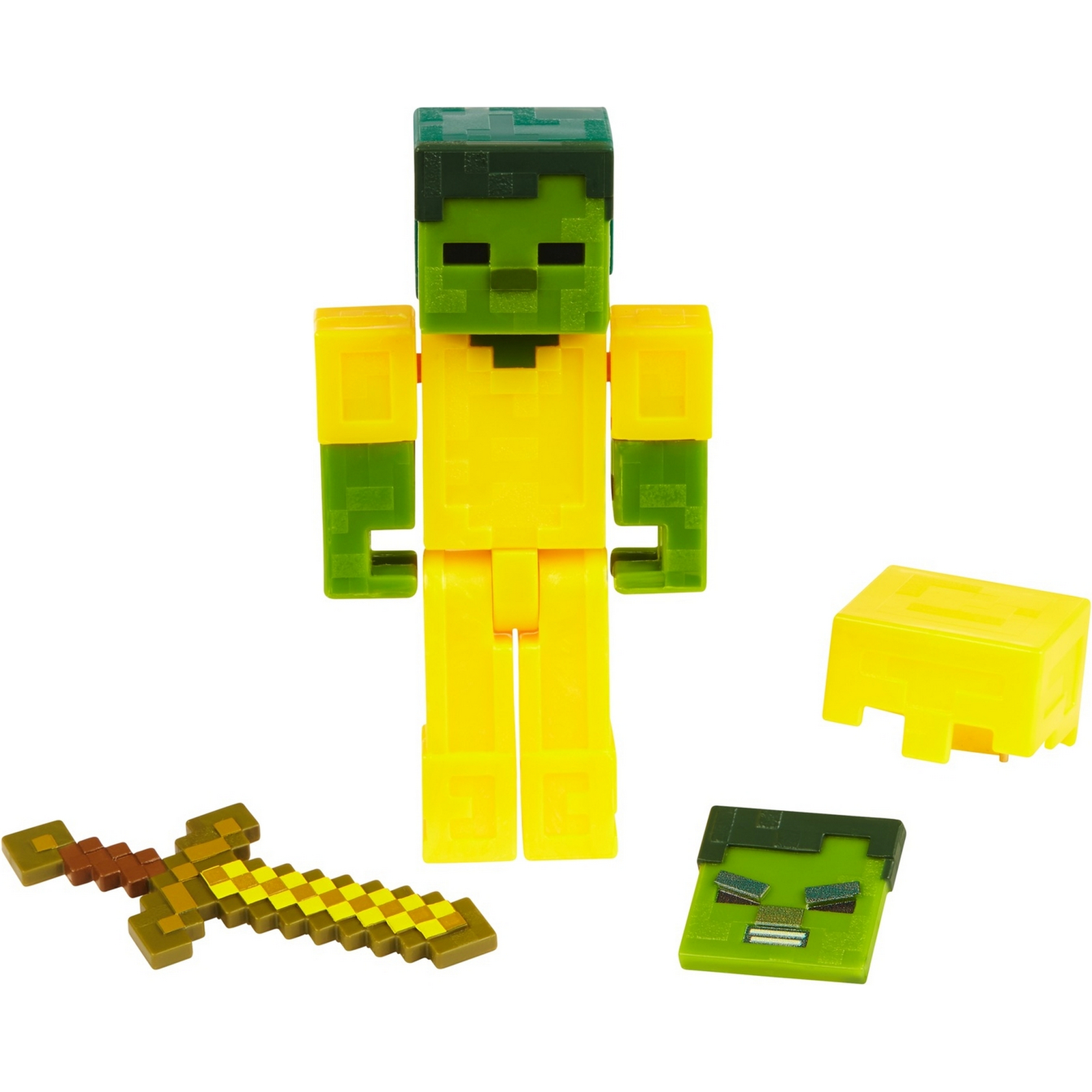 Фигурка Minecraft Зомби в золотой броне с аксессуарами GLC68 - фото 4
