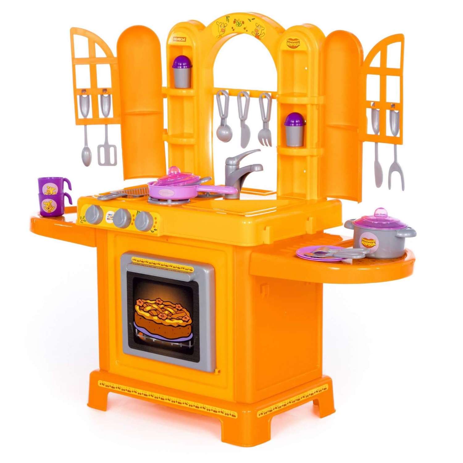 Игровой набор Полесье детская кухня с игрушечной посудой Оранжевая корова 88 см - фото 2