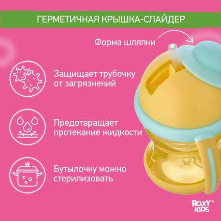 Поильник-непроливайка ROXY-KIDS с трубочкой 200 мл цвет медовый