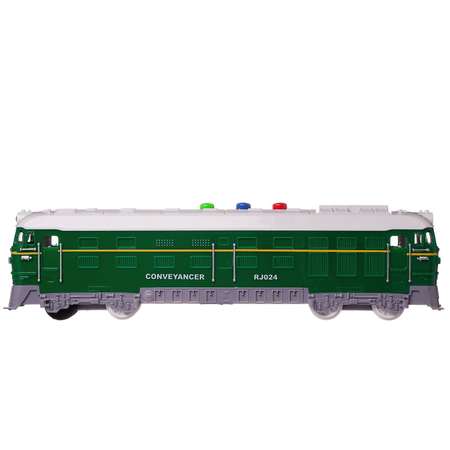 Поезд ABTOYS локомотив зеленый пластмасовый фрикционный свет звук