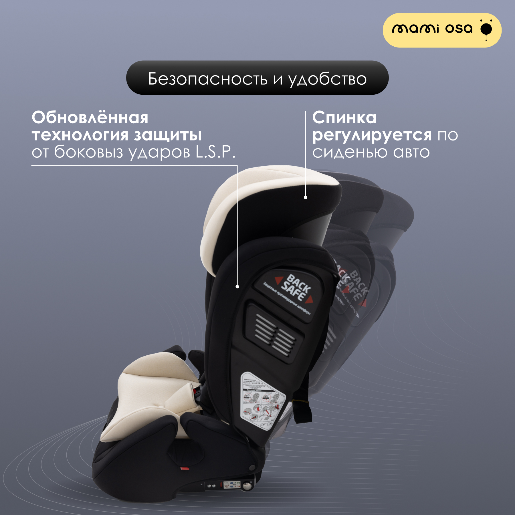 Автокресло Mamiosa Zaragoza Isofix 1/2/3 (9-36 кг) - фото 3