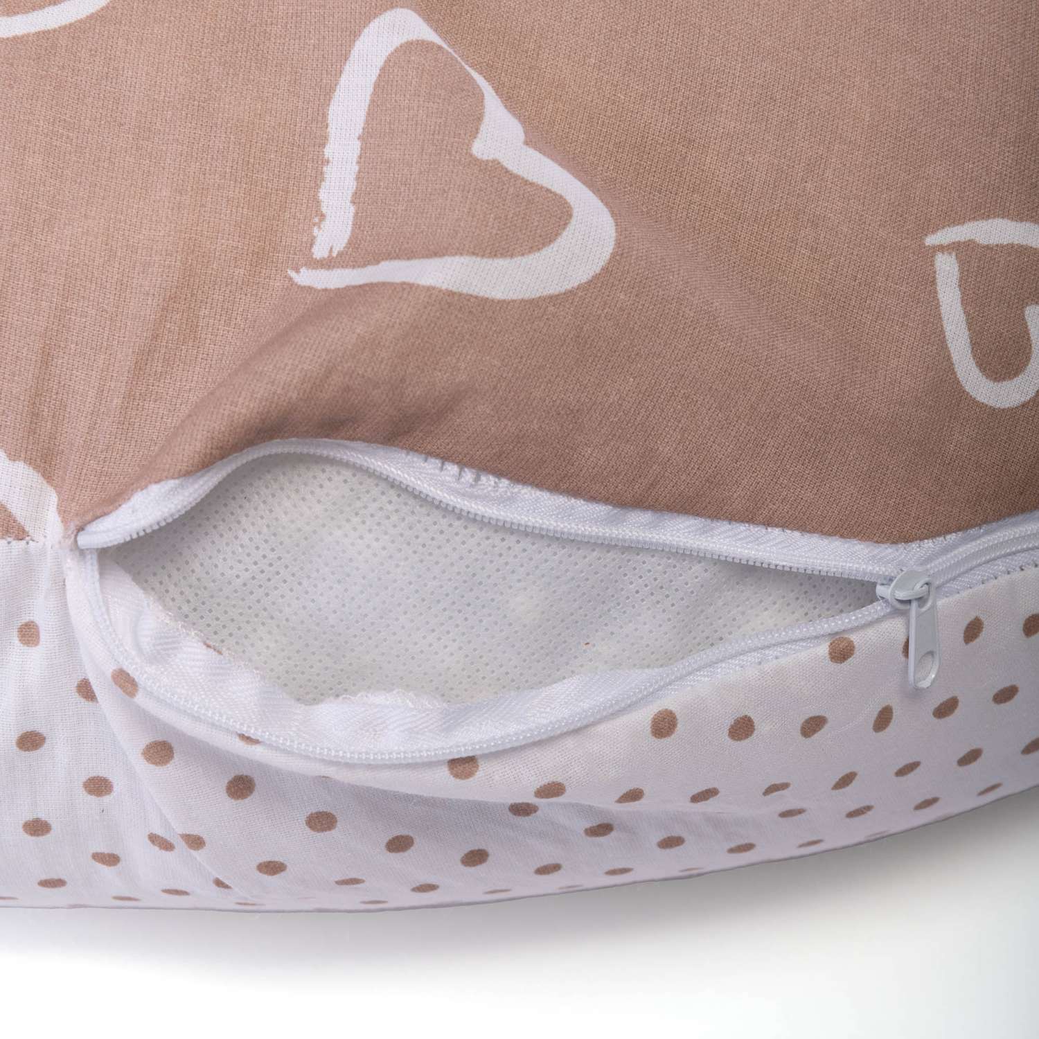 Подушка для беременных Capullo Коричневая сердечки - фото 3