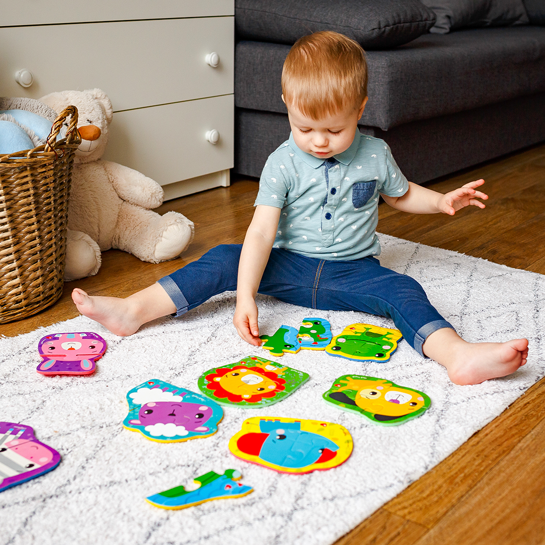 Набор пазлов Vladi Toys мягкие Baby puzzle Fisher-Price Лев 4 картинки 13 элементов - фото 2