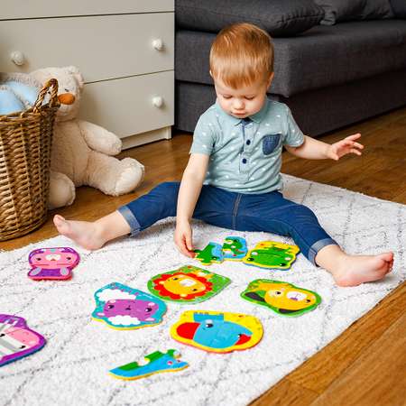 Набор пазлов Vladi Toys мягкие Baby puzzle Fisher-Price Лев 4 картинки 13 элементов