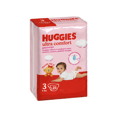 Подгузники Huggies Ultra Comfort для девочек 3 (5-9 кг) 21 шт.
