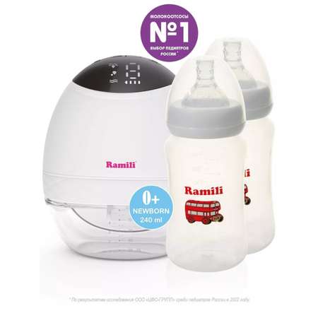 Молокоотсос Ramili Двухфазный электрический SE500 с двумя бутылочками 240ML