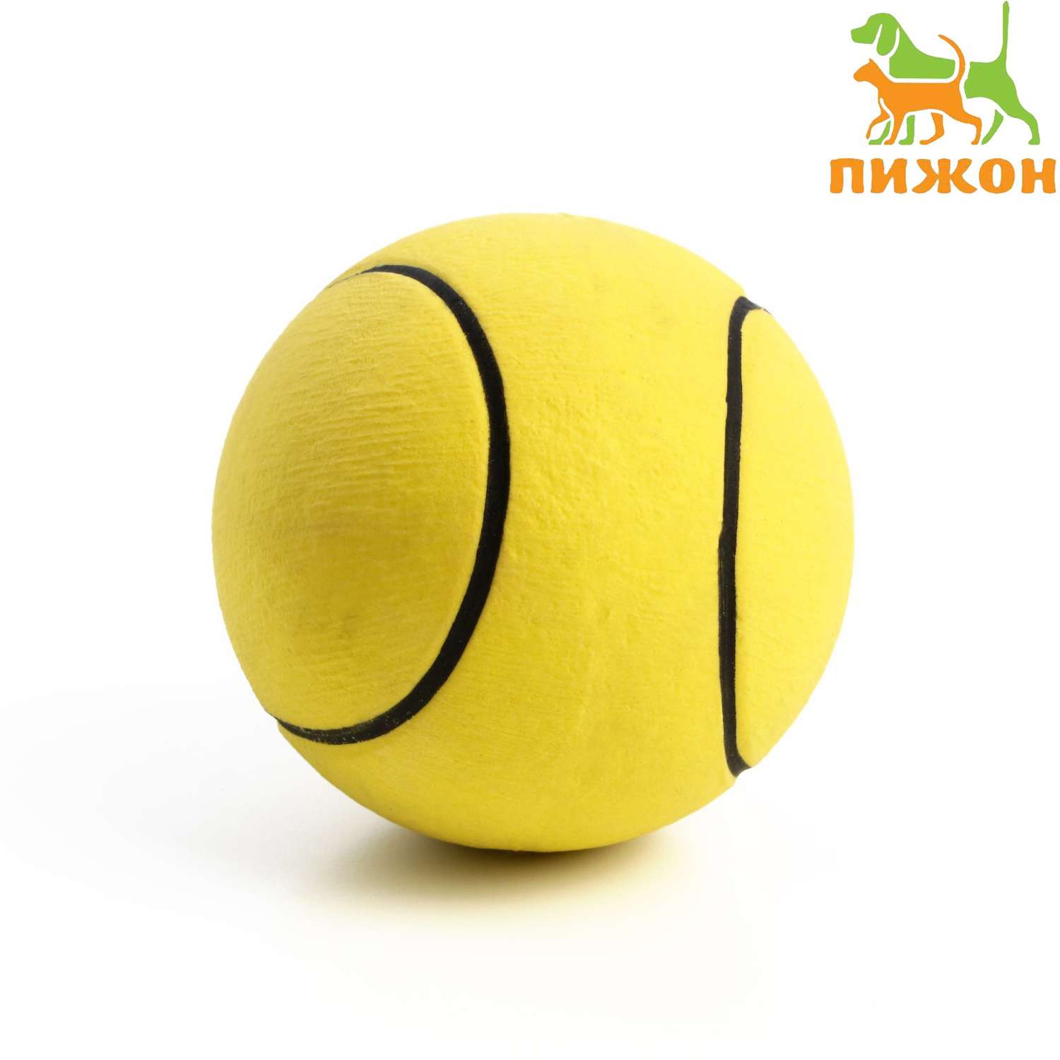Мячик Пижон цельнолитой «Теннис» прыгучий TPR 6.3 см жёлтый - фото 1