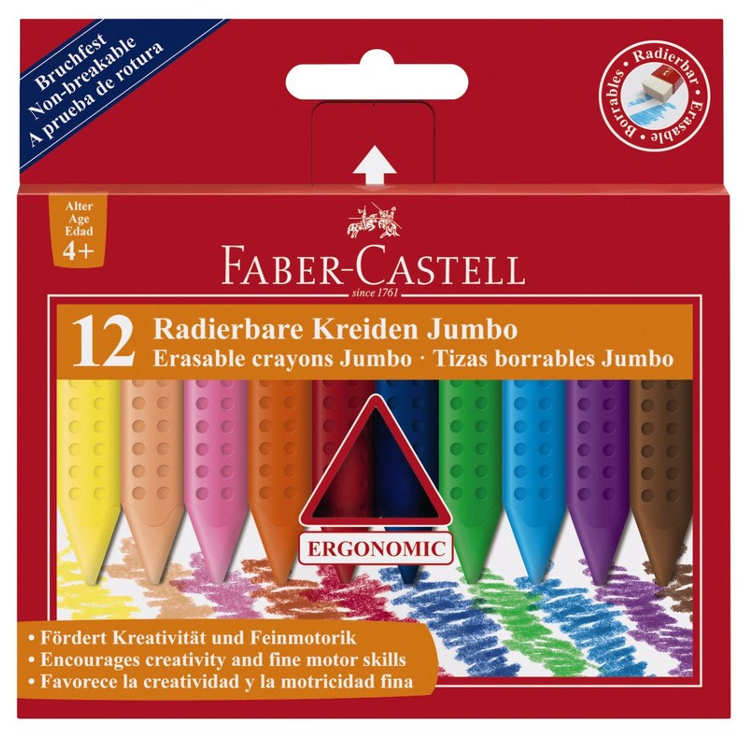 Мелки Faber Castell Grip Jumbo 12цветов 122540 - фото 1