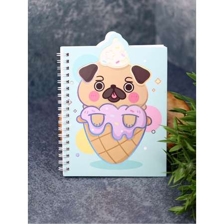 Блокнот на спирали iLikeGift Pug ice cream 60 листов