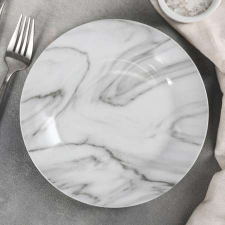 Тарелка Доляна десертная Мрамор 19х2 см цет серый