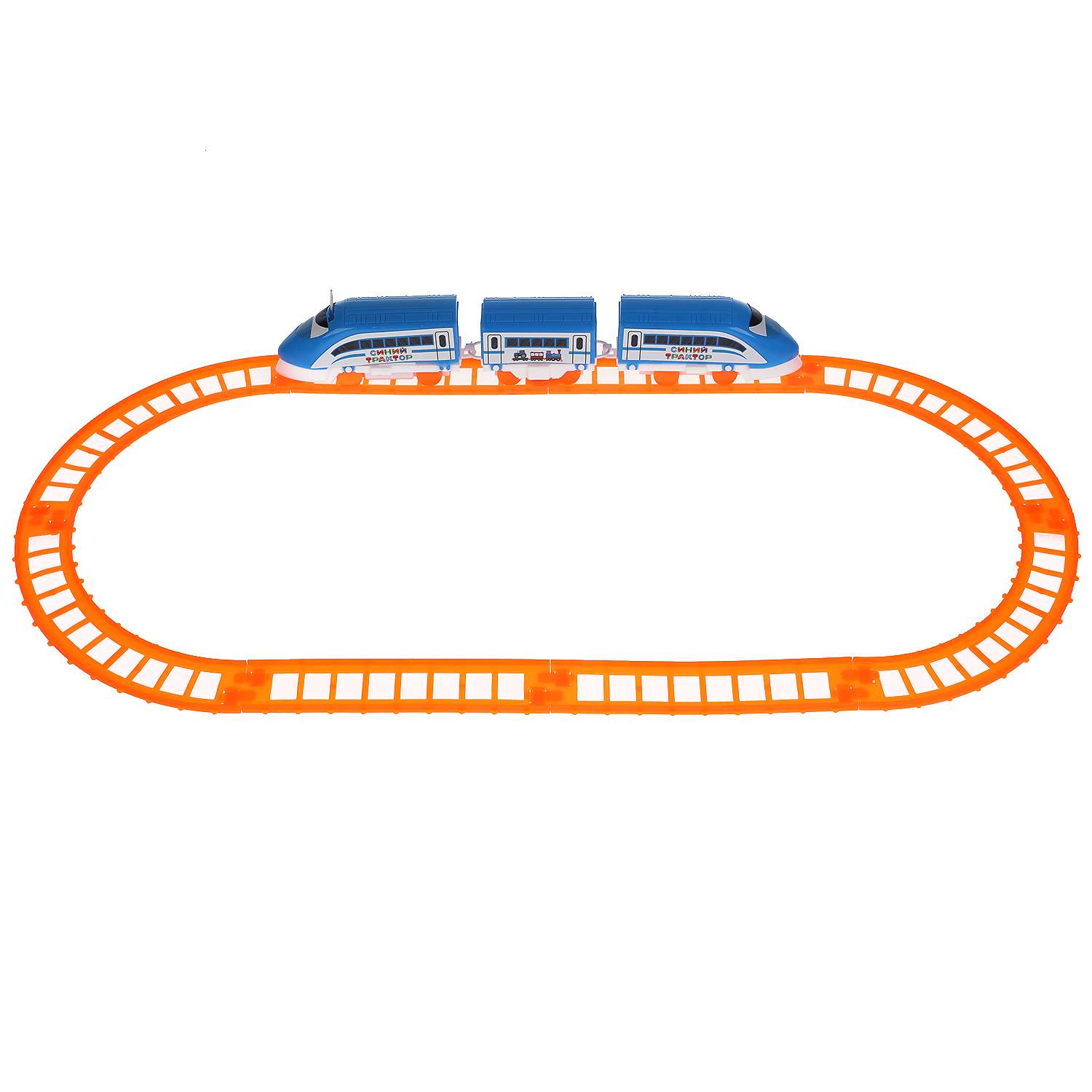 Железная дорога Играем Вместе Мультяшная Синий трактор длина пути 136 см 319431 - фото 2