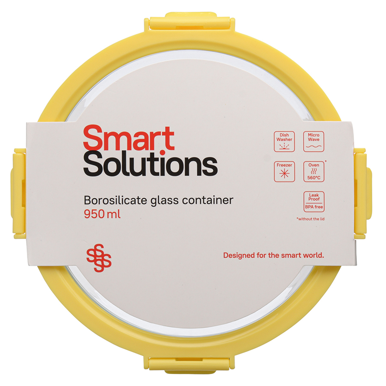 Контейнер для еды Smart Solutions стеклянный 950 мл желтый - фото 6